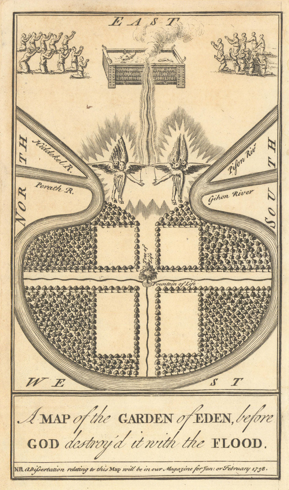 The Old World… before God destroy'd it with the… Flood. BOWEN 1736 map
